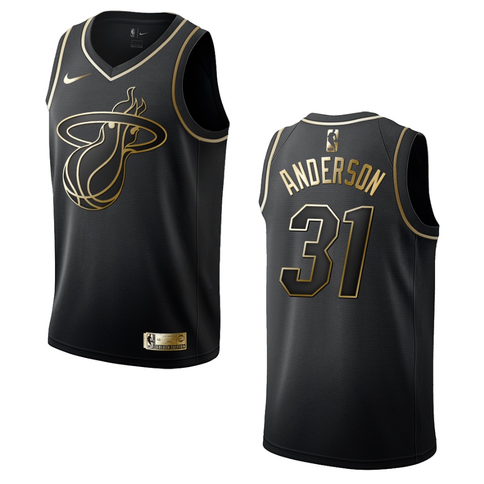 Men’s Miami Heat #31 Ryan Anderson Golden Edition Jersey – Black