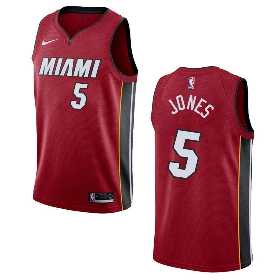 Men's Miami Heat 5 Derrick Jones Statement Swingman Jersey - Red - JS455 