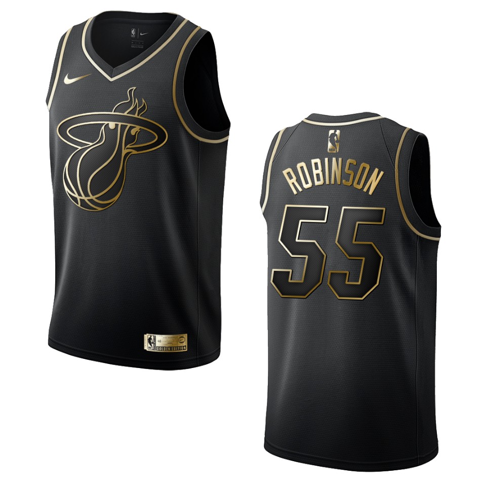 Men’s Miami Heat #55 Duncan Robinson Golden Edition Jersey – Black