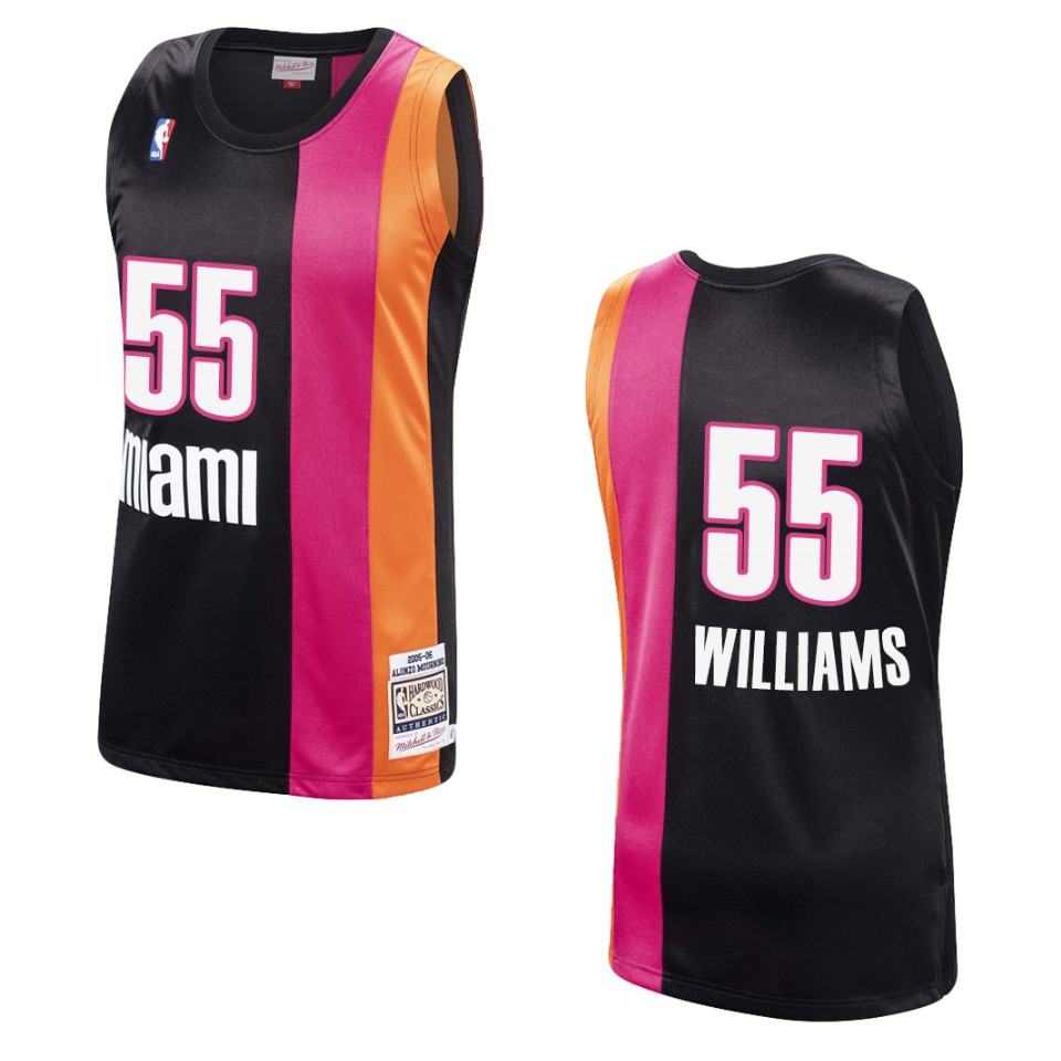 Men's Miami Heat #55 Jason Williams Hardwood Classics Swingman Jersey - Black