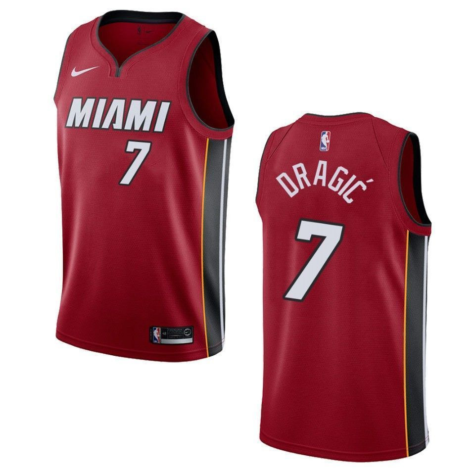 Men's Miami Heat 7 Goran Dragic Statement Swingman Jersey - Red - JS367 