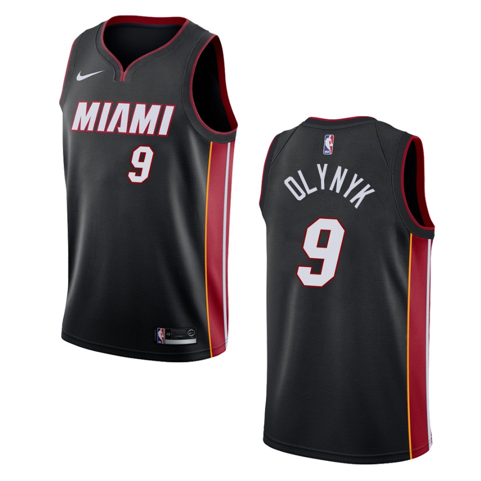 Men's Miami Heat #9 Kelly Olynyk Icon Swingman Jersey - Black