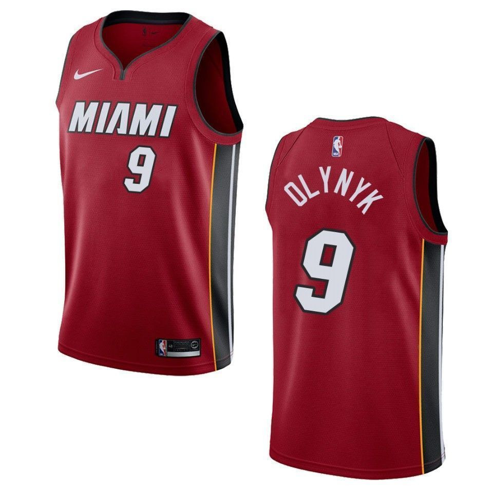 Men's Miami Heat 9 Kelly Olynyk Statement Swingman Jersey - Red - JS282 