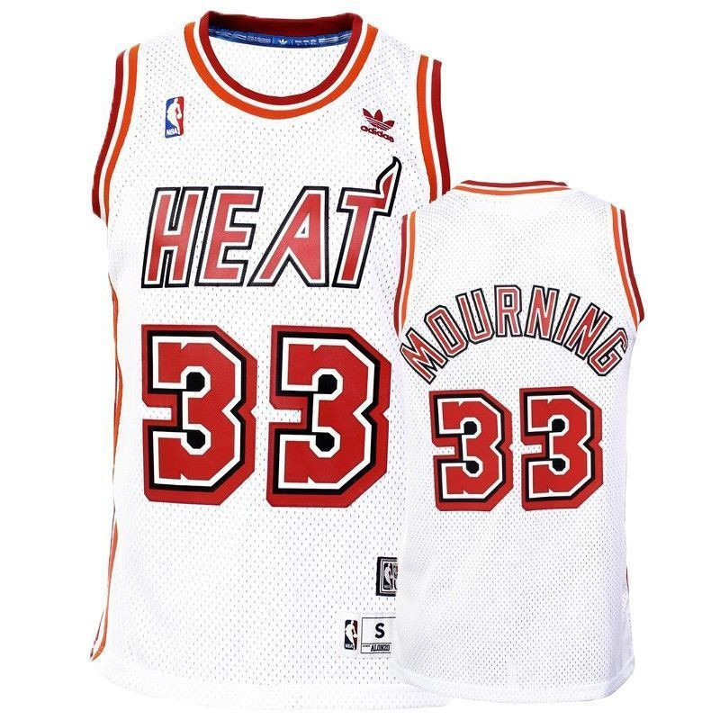 Men's Miami Heat Alonzo Mourning White Hardwood Classics Jersey - JS397 