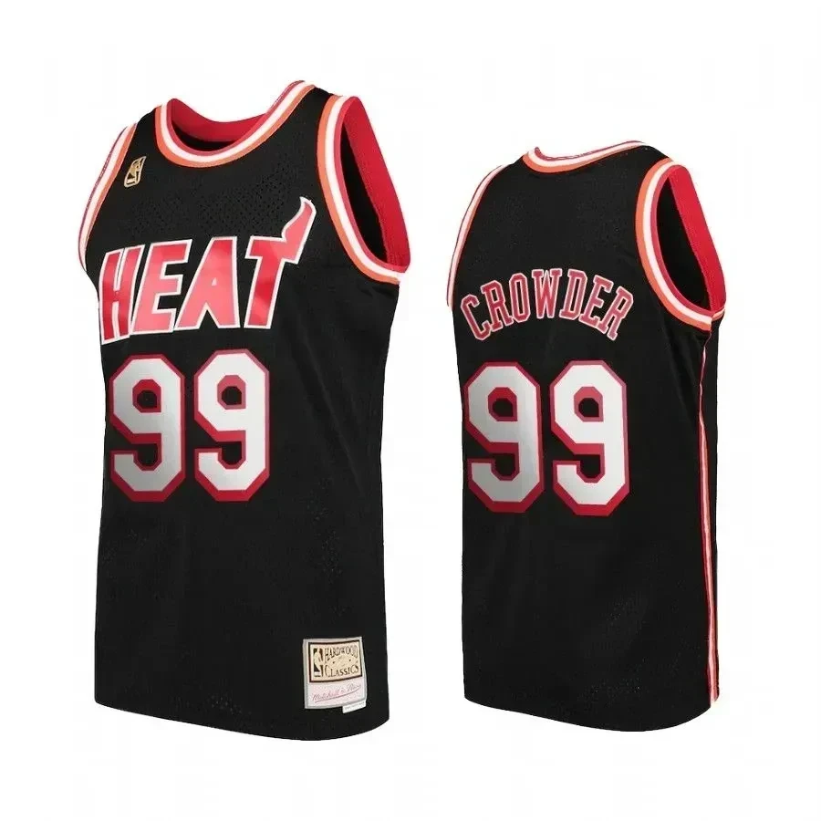 Men's Miami Heat Jae Crowder 99 Black Hardwood Classics Jersey - JS379 