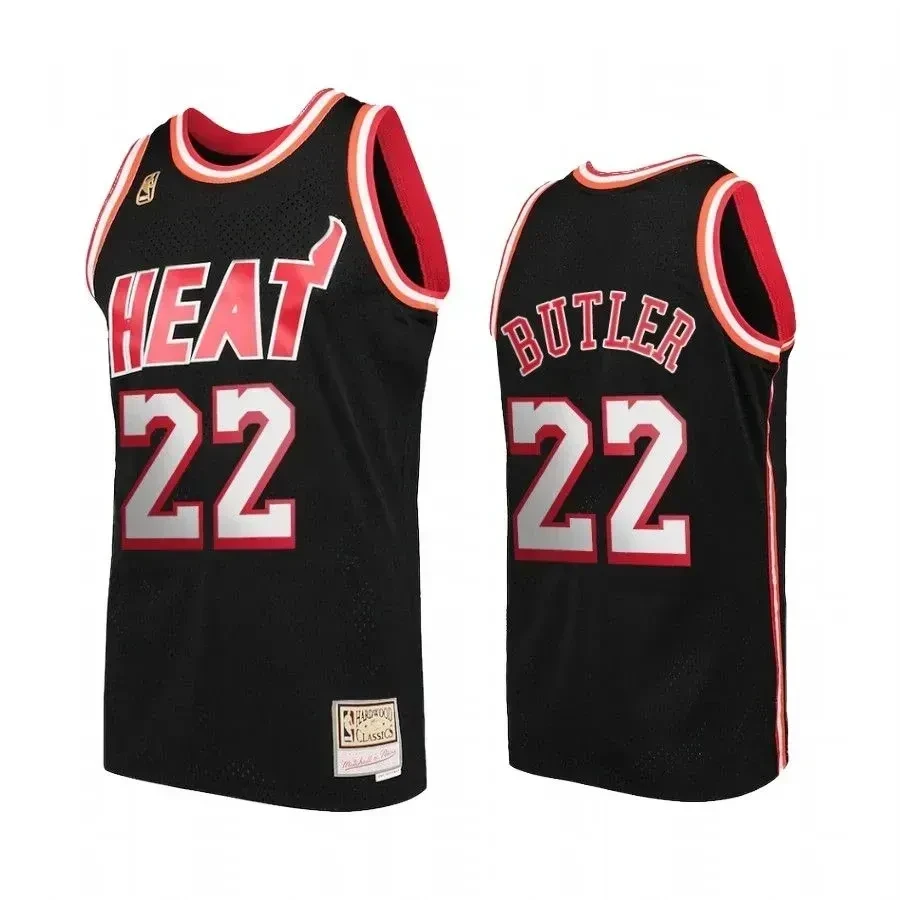 Men's Miami Heat Jimmy Butler 22 Black Hardwood Classics Jersey - JS623 