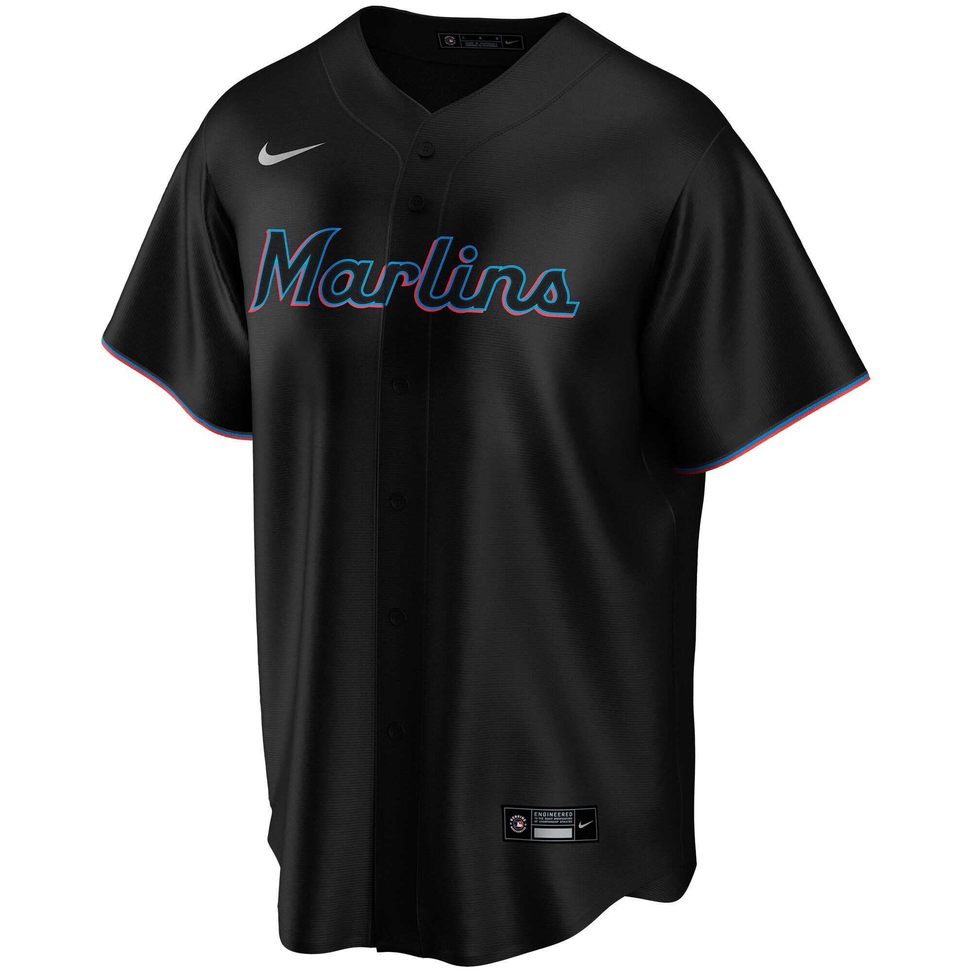 Alternative view of Men's Miami Marlins Black Alternate Custom Jersey 