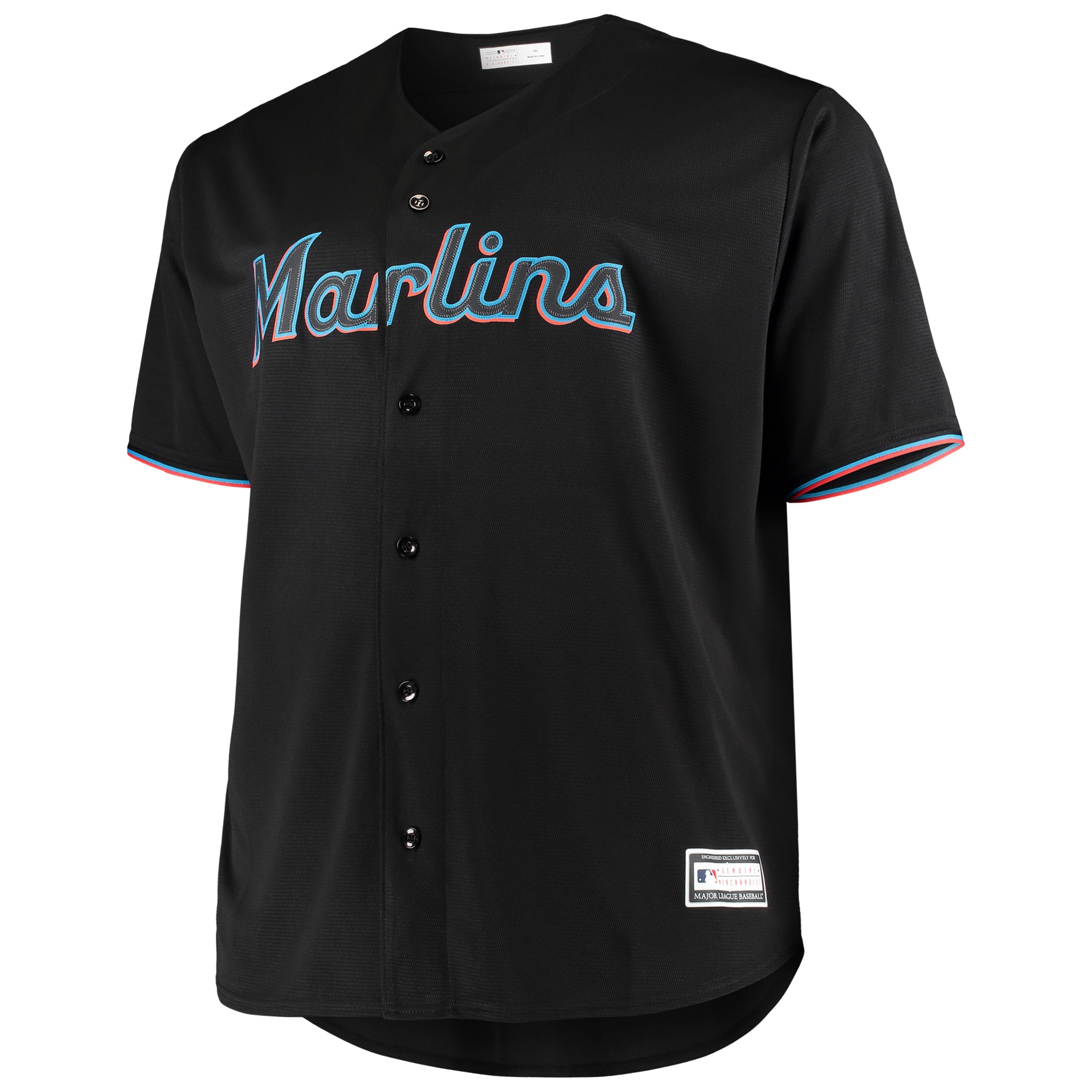 Alternative view of Men's Miami Marlins Black Big & Tall Team Jersey 