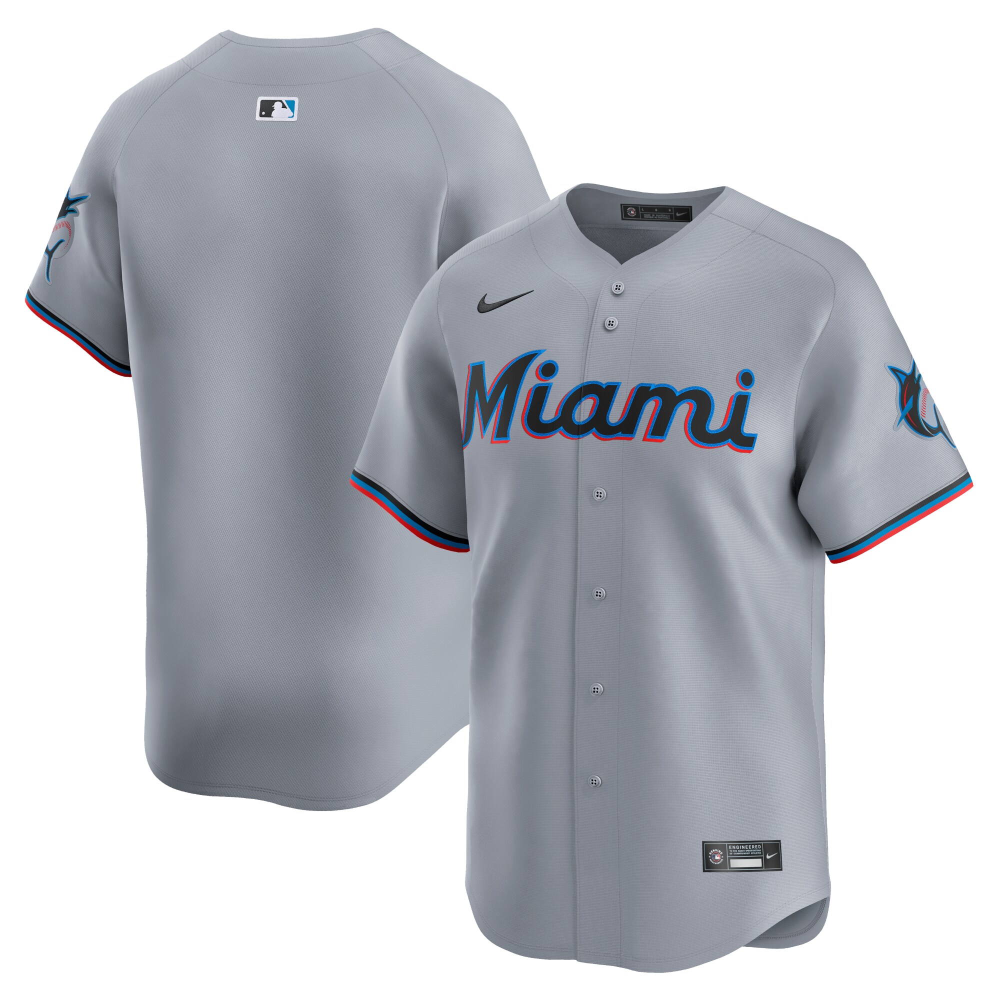 Men's Miami Marlins Gray Road Limited Jersey 