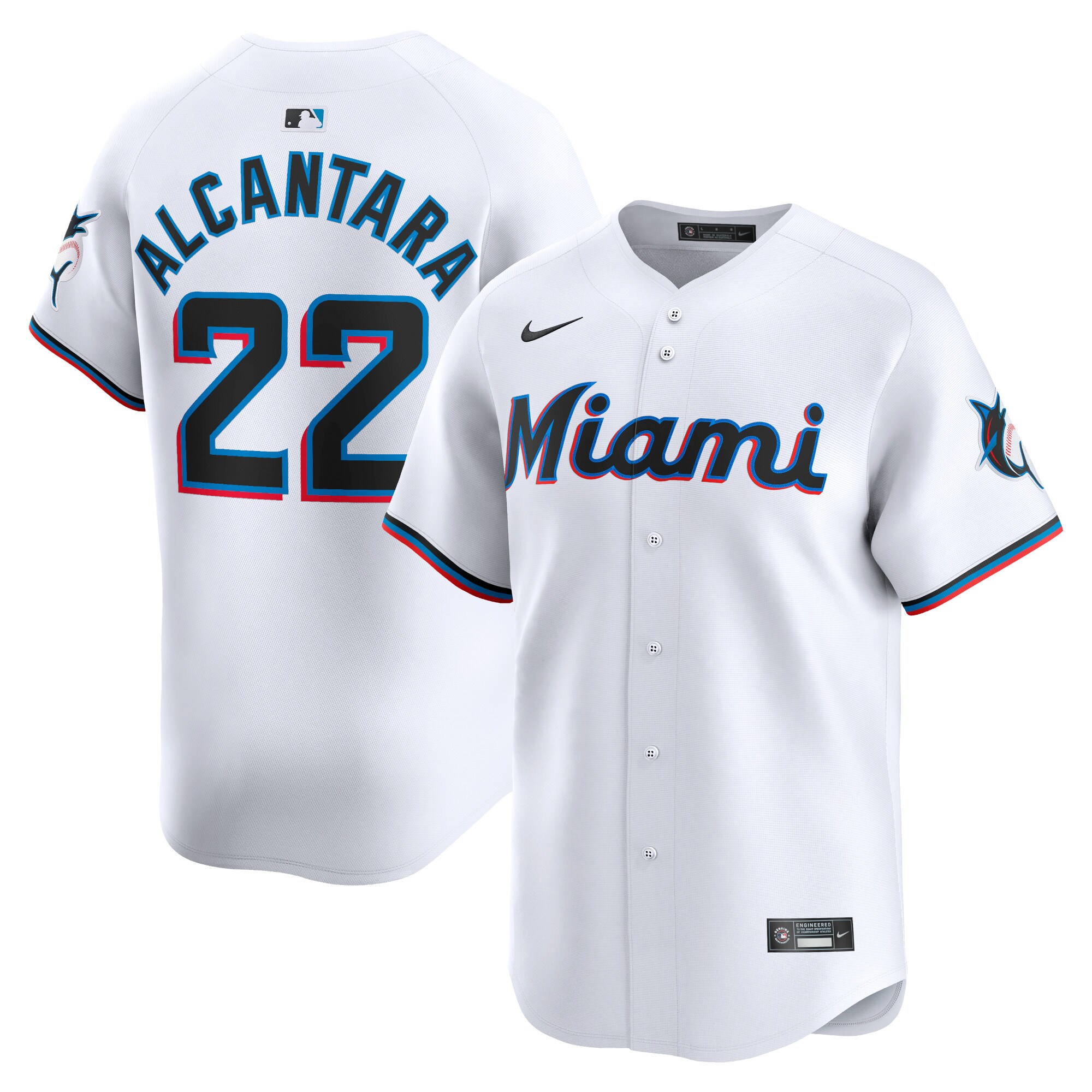 Men's Miami Marlins Sandy Alcantara White Home Limited Player Jersey 