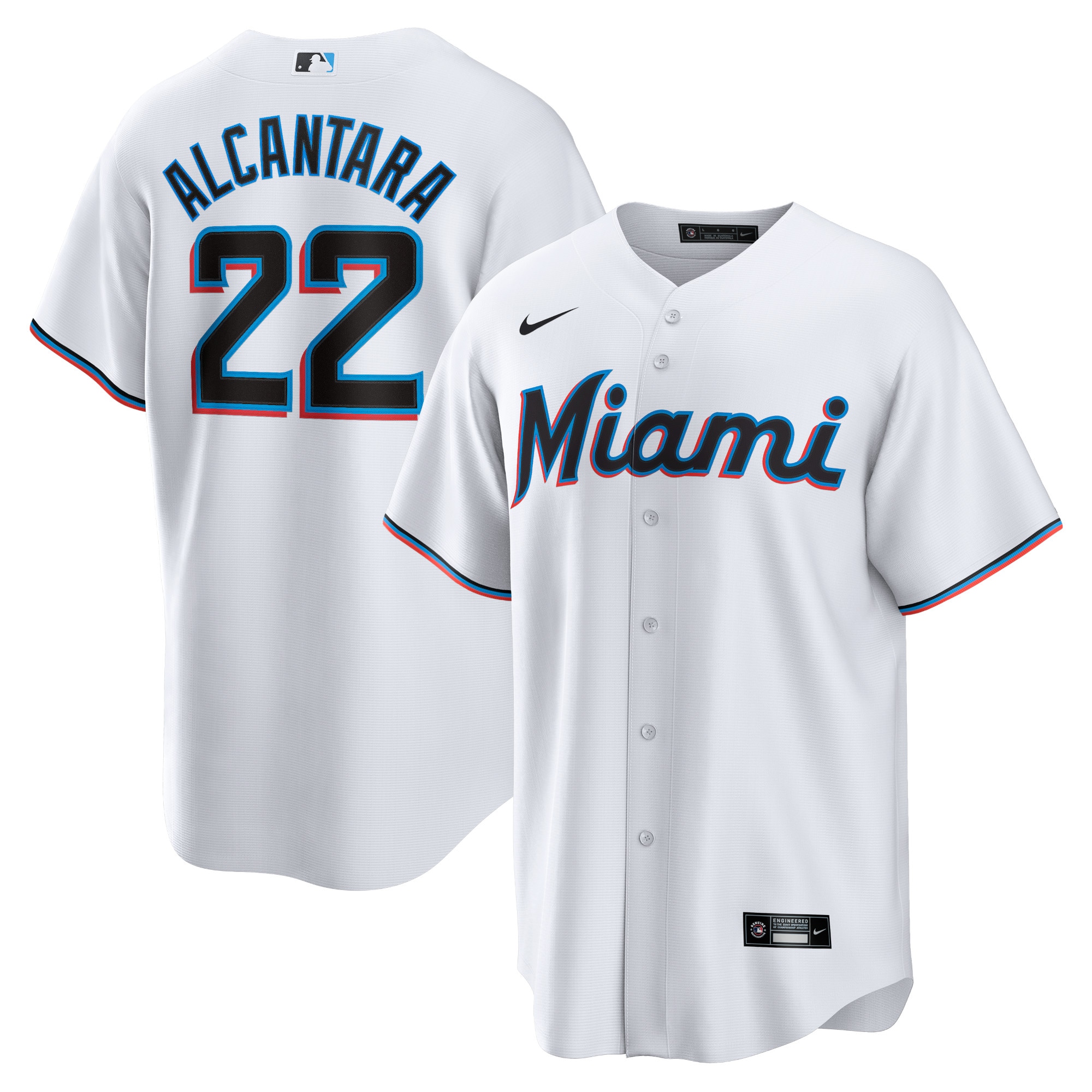 Men's Miami Marlins Sandy Alcantara White Player Jersey 