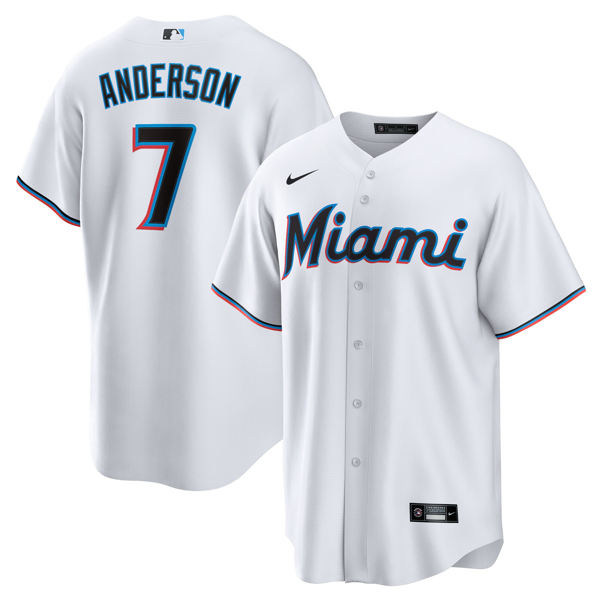 Men's Miami Marlins Tim Anderson White Home Player Jersey 