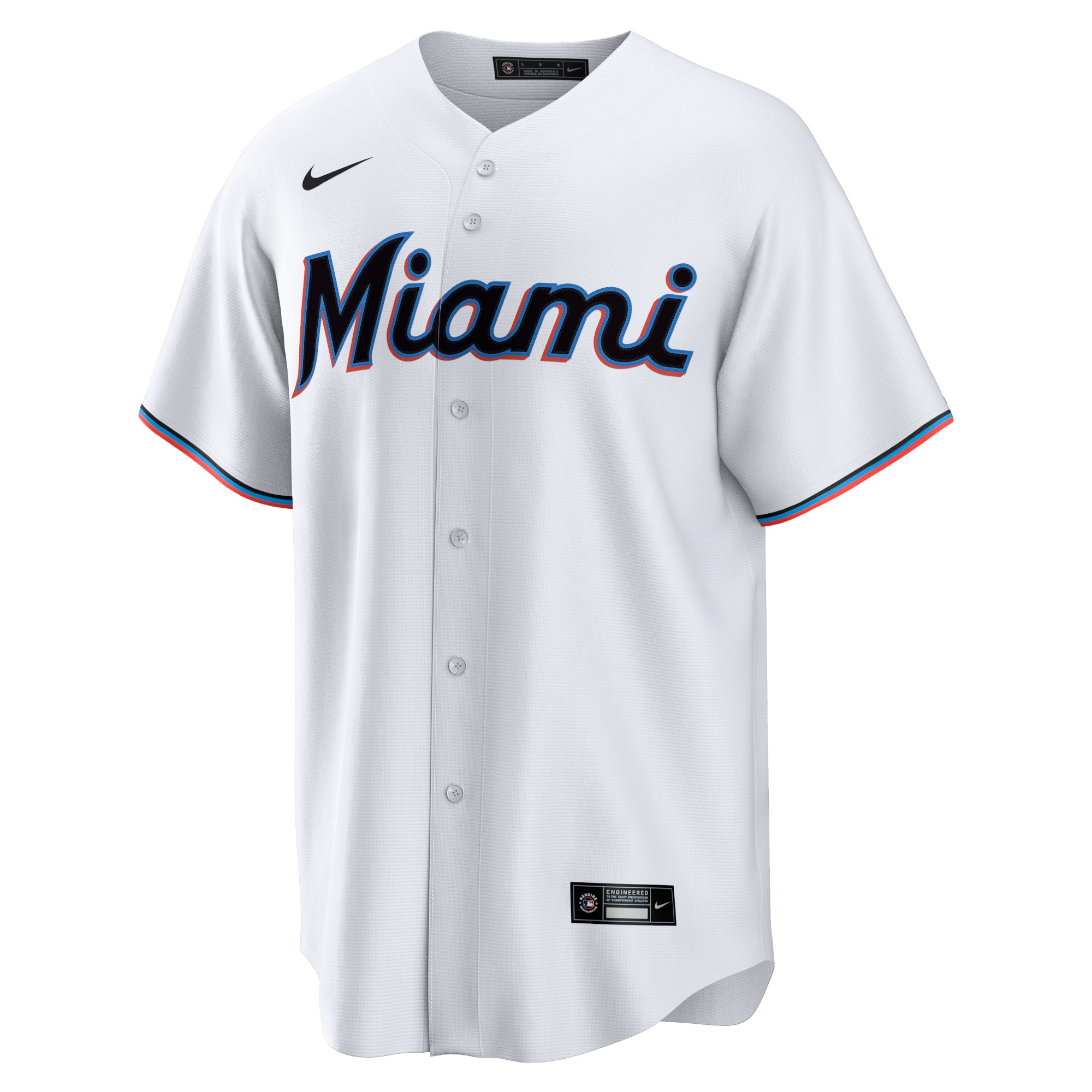 Alternative view of Men's Miami Marlins White Home Blank Jersey 