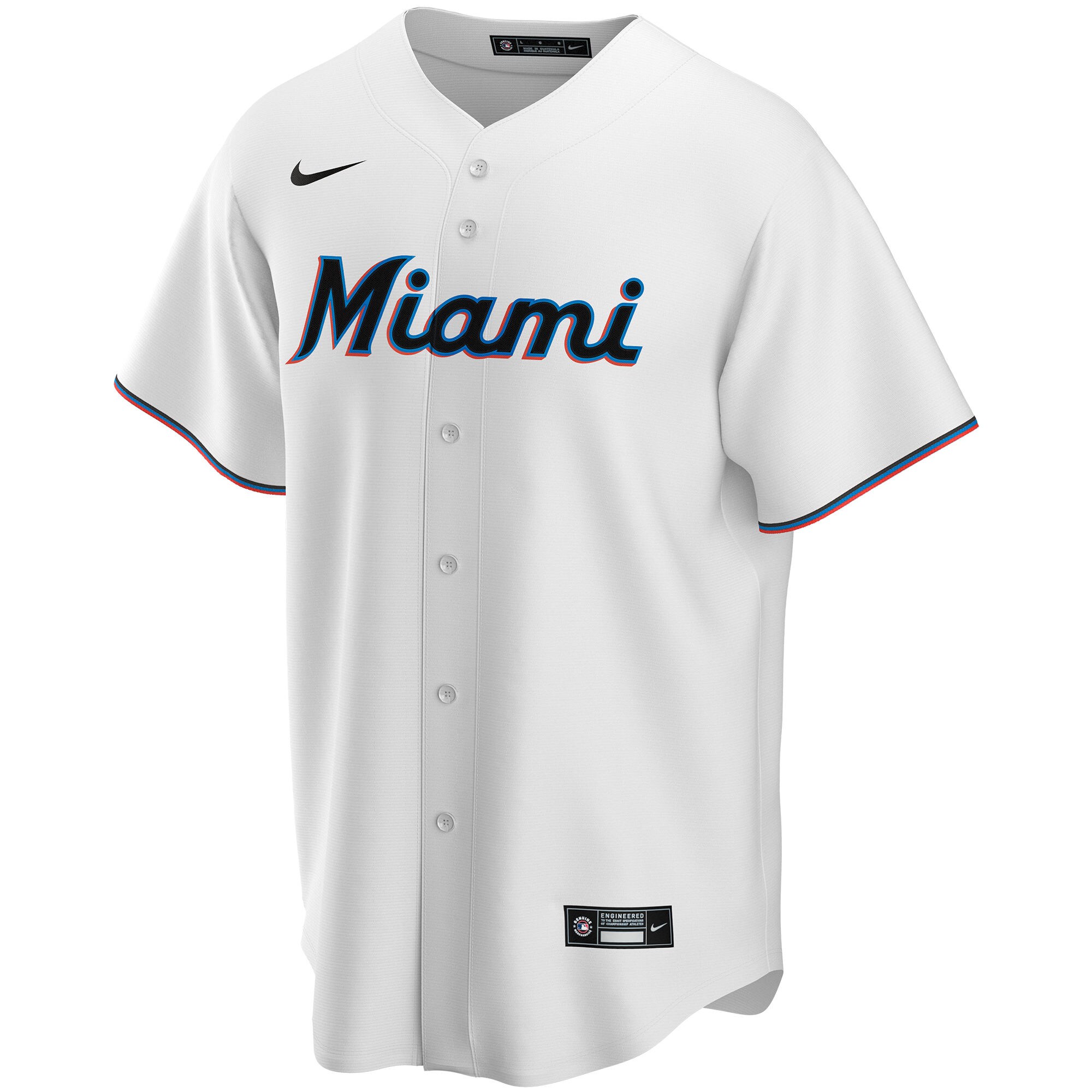 Alternative view of Men's Miami Marlins White Home Custom Jersey 