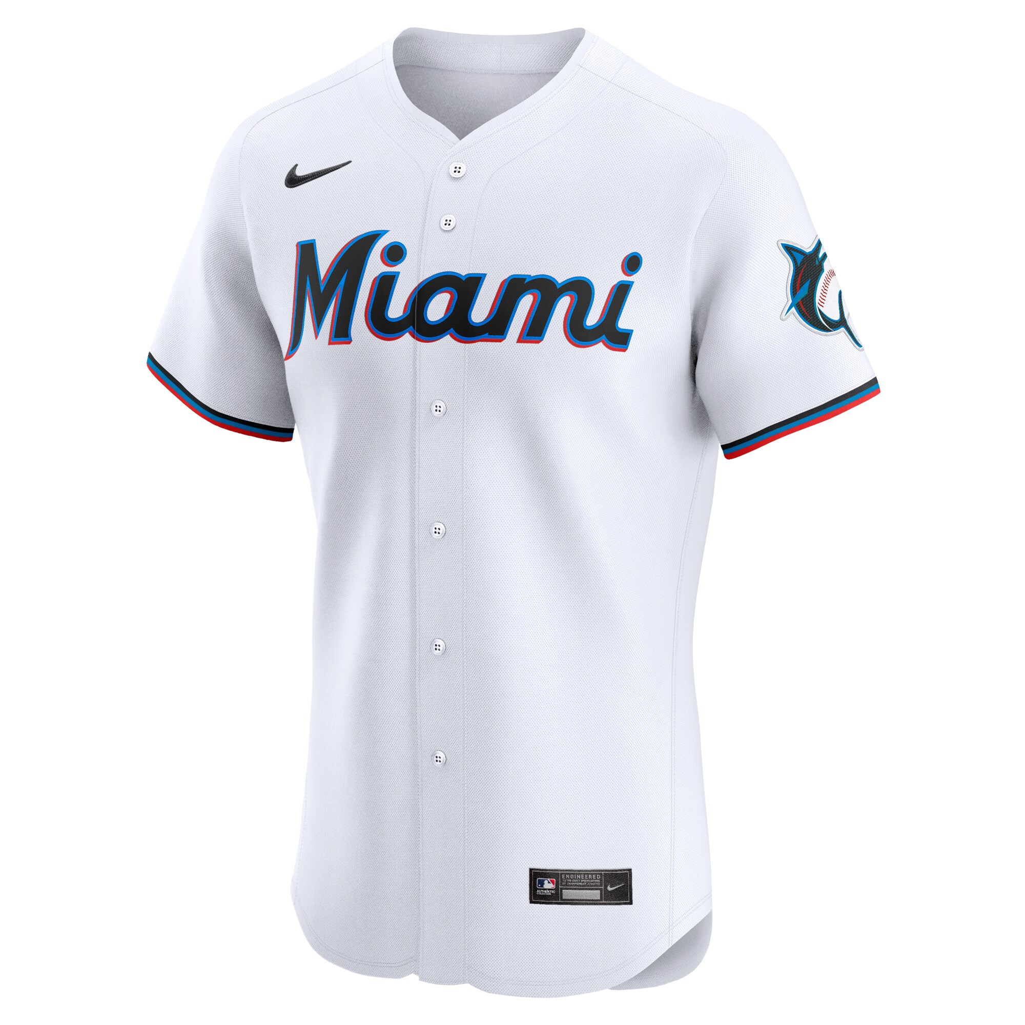 Alternative view of Men's Miami Marlins White Home Elite Jersey 