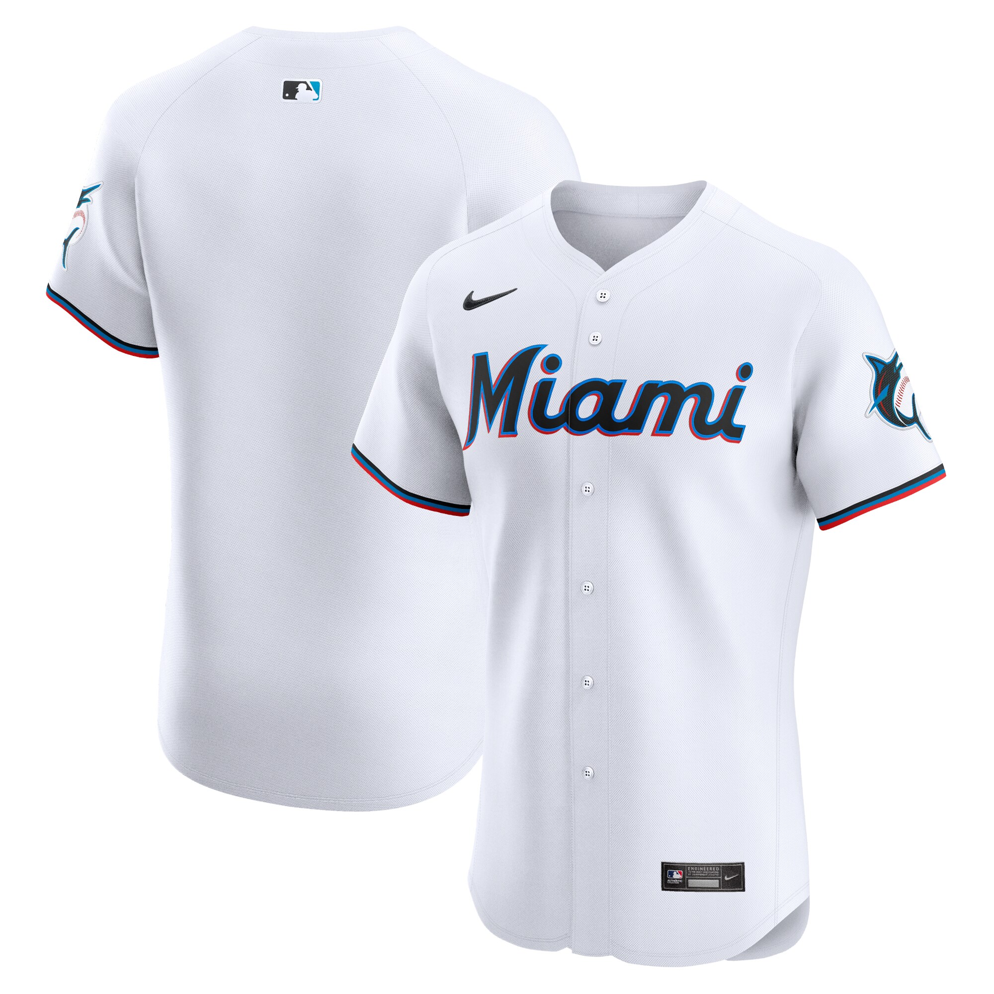 Men's Miami Marlins White Home Elite Jersey 