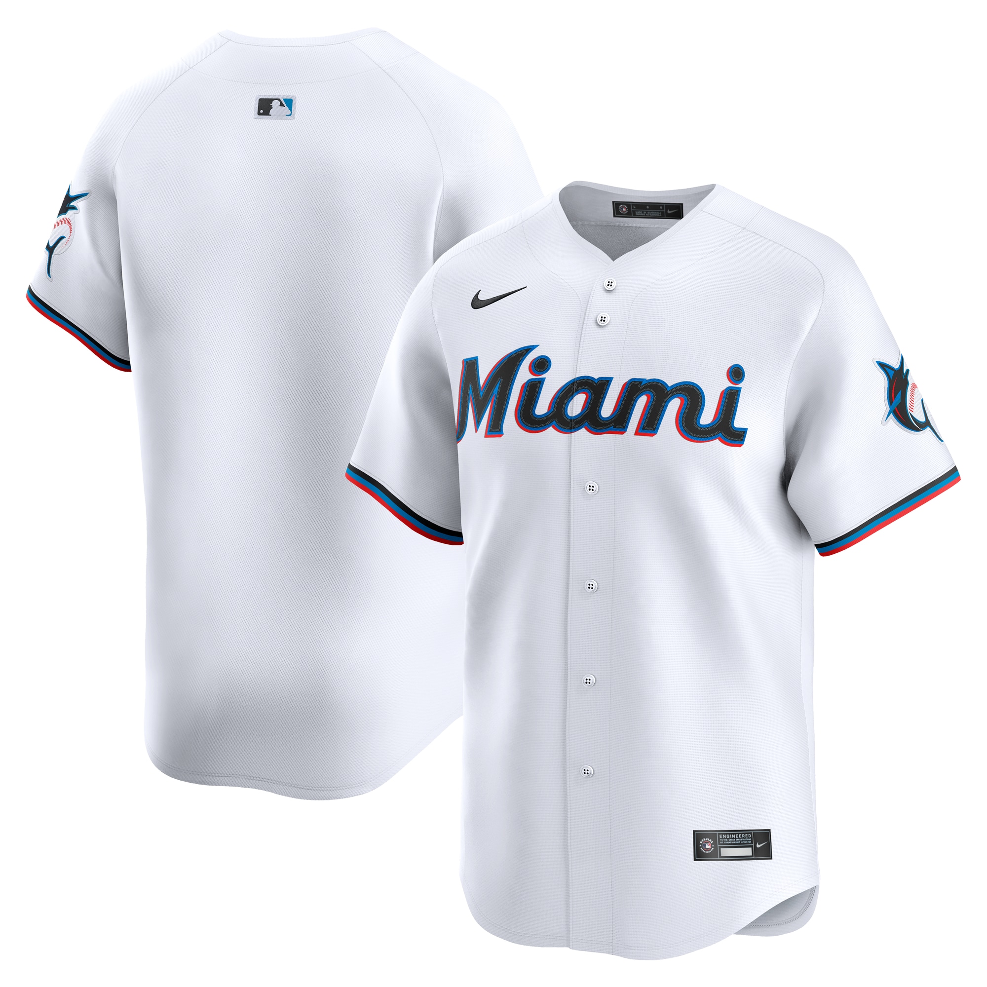 Men's Miami Marlins White Home Limited Jersey 