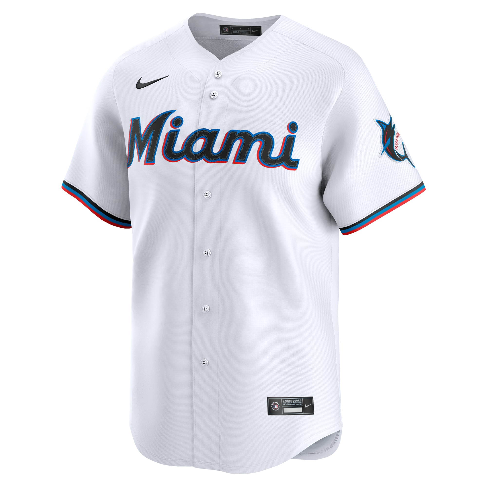 Alternative view of Men's Miami Marlins White Home Limited Jersey 