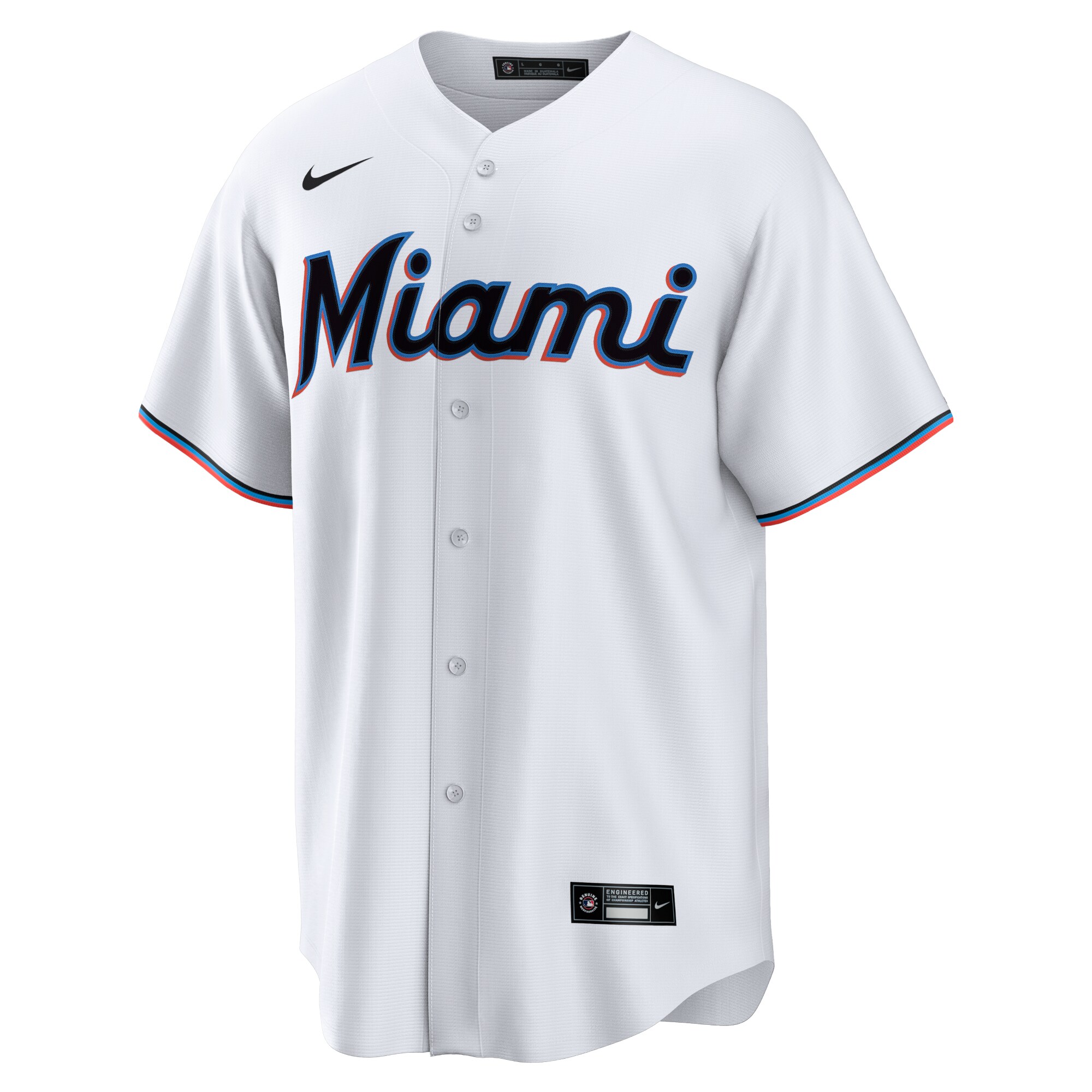 Alternative view of Men's Miami Marlins White Home Team Jersey 