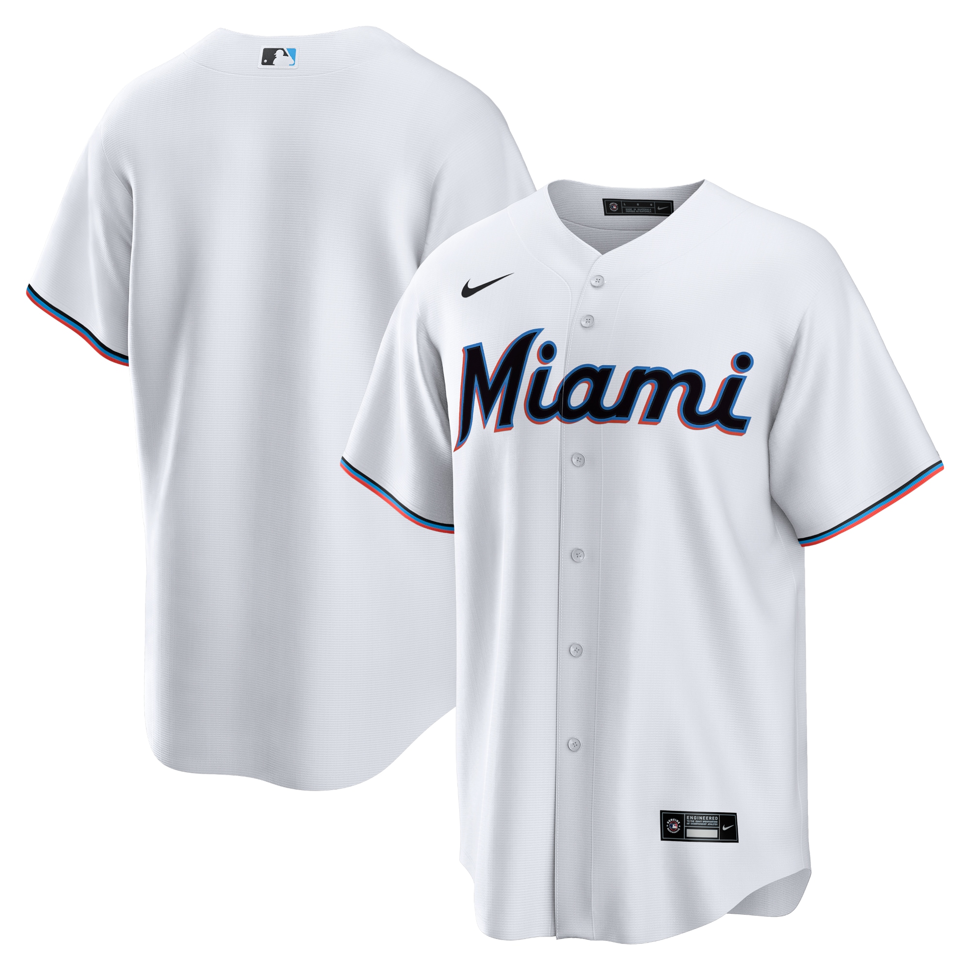Men's Miami Marlins White Home Team Jersey 