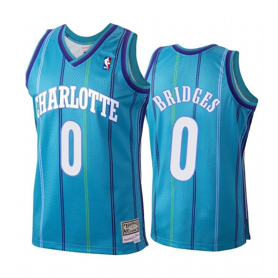 Men's Miles Bridges 0 Charlotte Hornets Hardwood Classics Jersey Teal - JS920 