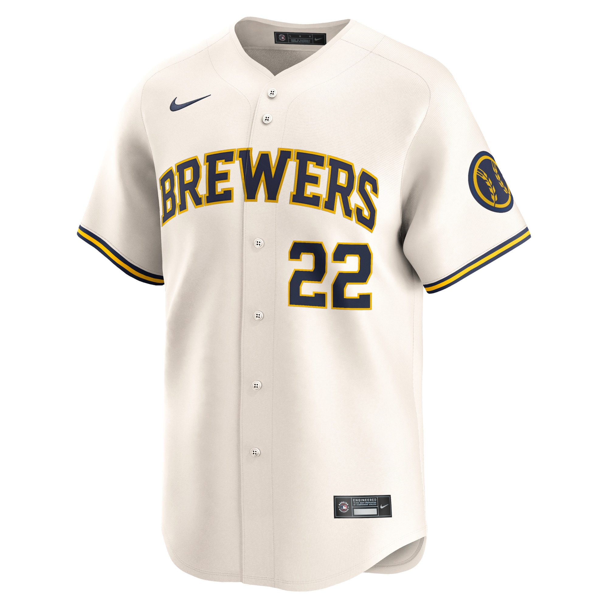 Alternative view of Men's Milwaukee Brewers Christian Yelich Cream Home Limited Player Jersey 
