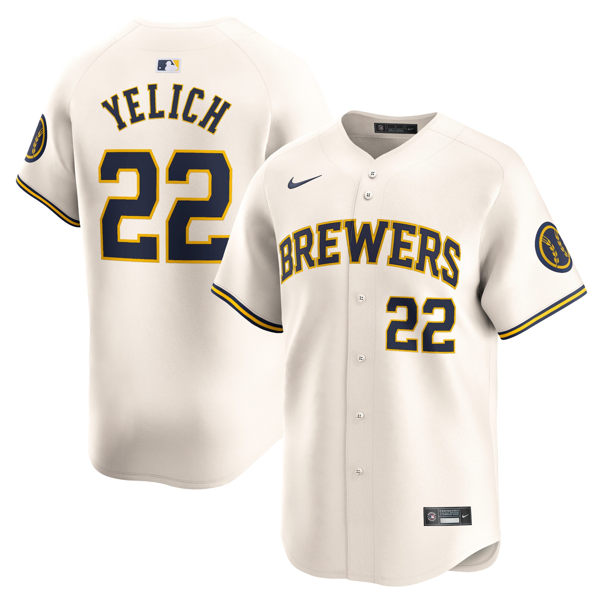 Men's Milwaukee Brewers Christian Yelich Cream Home Limited Player Jersey 