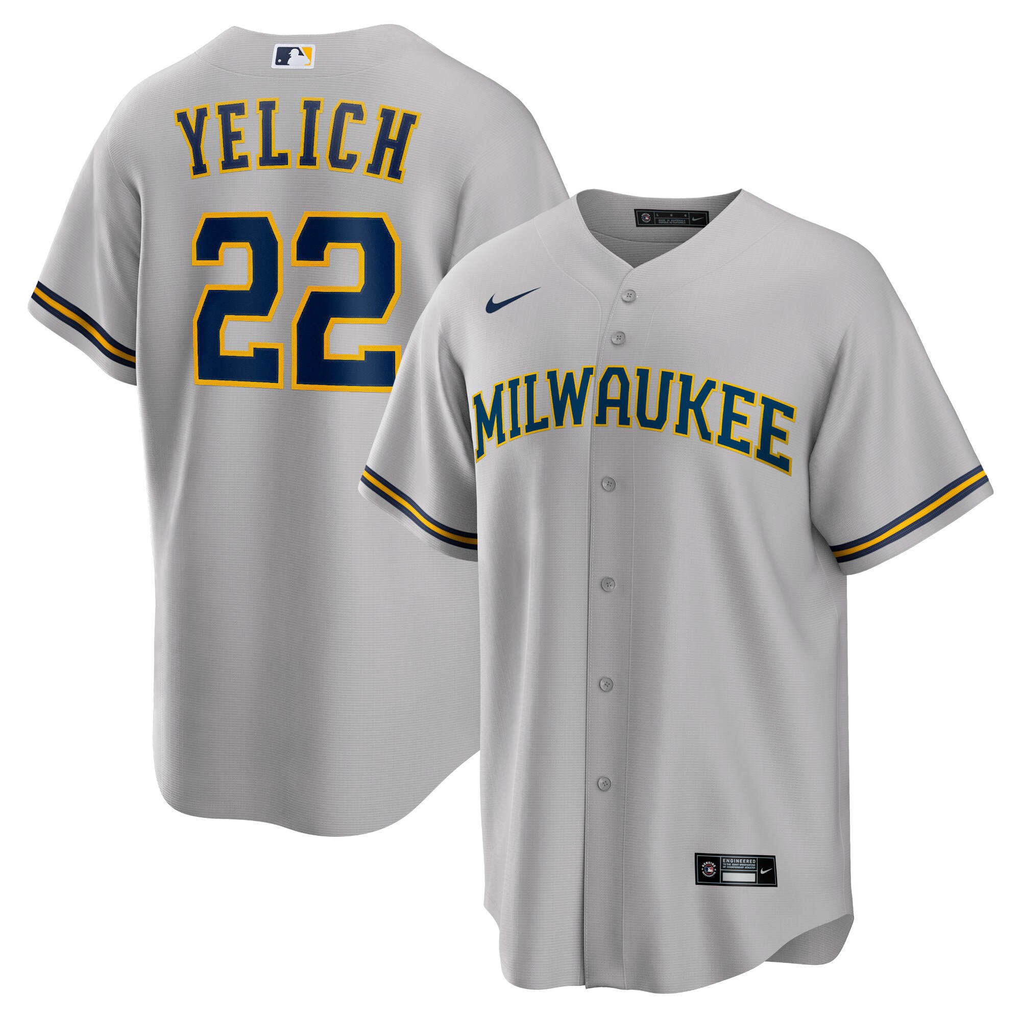 Men's Milwaukee Brewers Christian Yelich Gray Alternate Player Jersey 