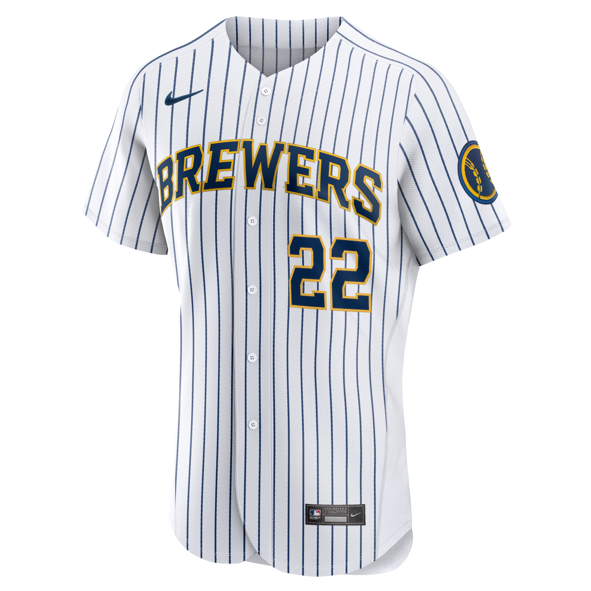 Alternative view of Men's Milwaukee Brewers Christian Yelich White Team Alternate Player Jersey 