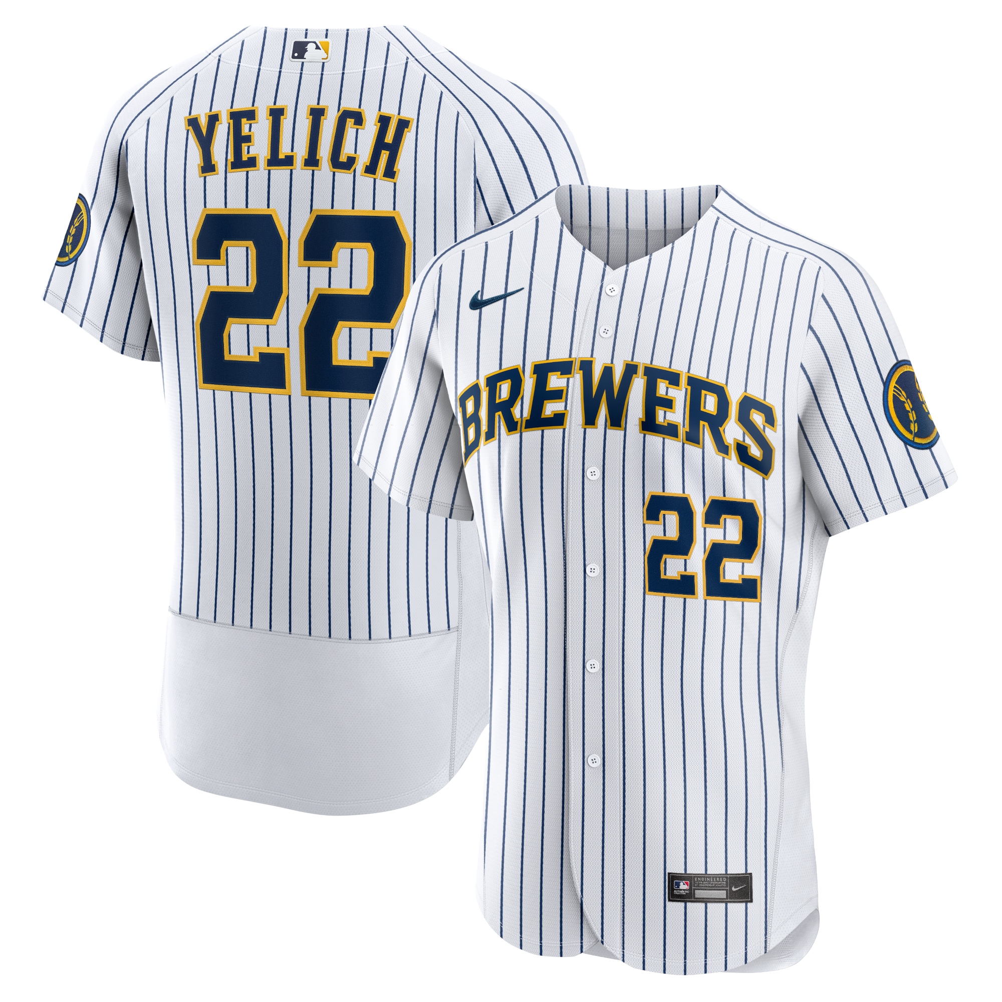 Men's Milwaukee Brewers Christian Yelich White Team Alternate Player Jersey 