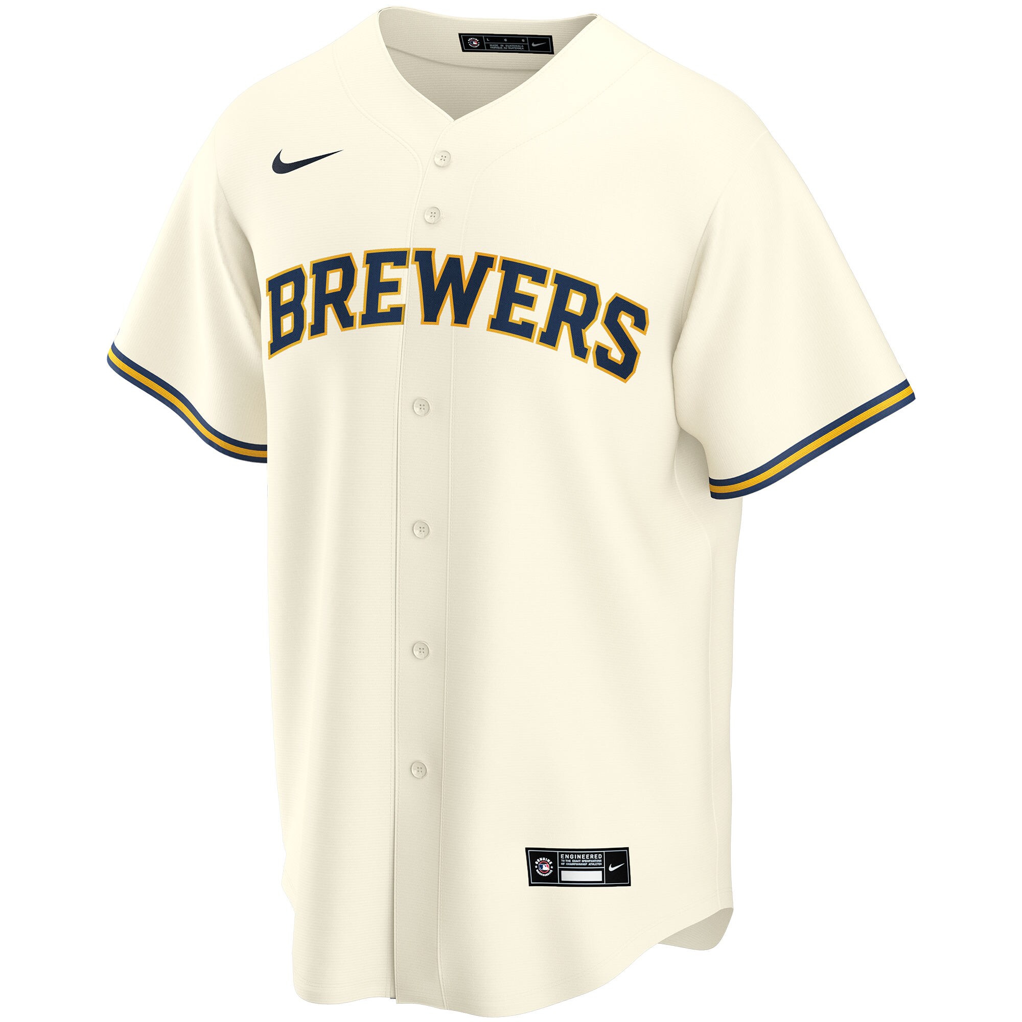 Alternative view of Men's Milwaukee Brewers Cream Home Custom Jersey 