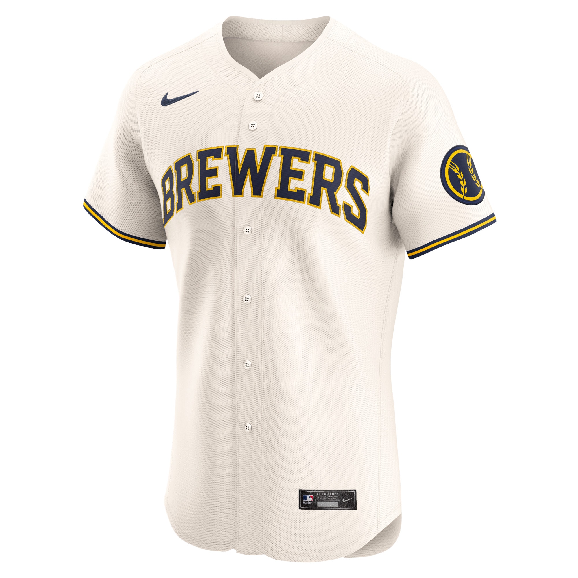 Alternative view of Men's Milwaukee Brewers Cream Home Elite Jersey 
