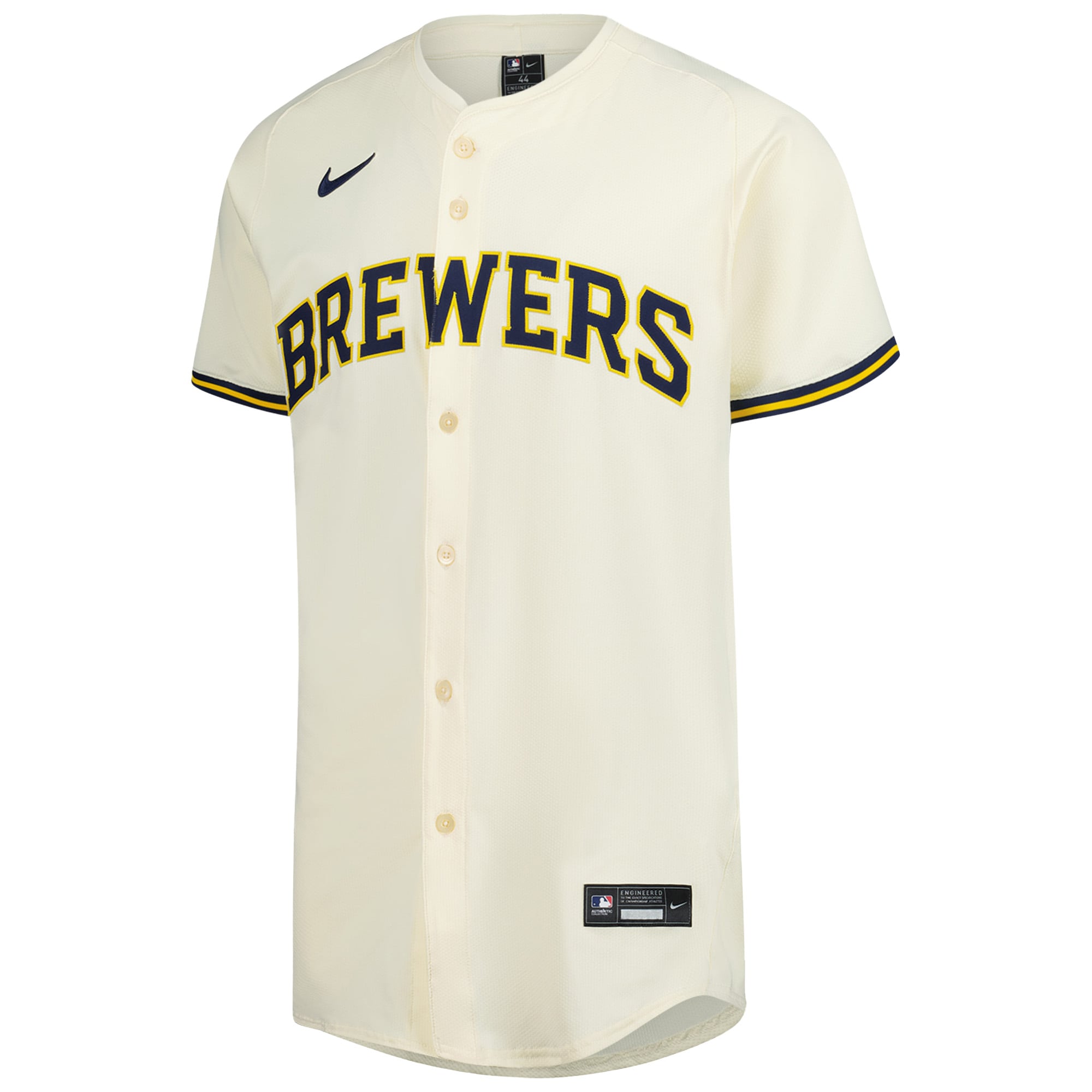 Alternative view of Men's Milwaukee Brewers Cream Home Elite Jersey 