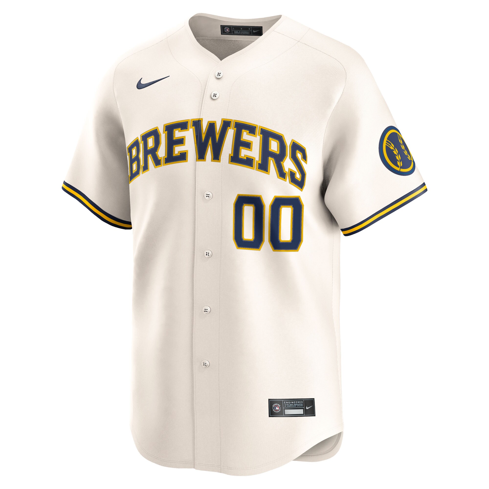 Alternative view of Men's Milwaukee Brewers Cream Home Limited Custom Jersey 