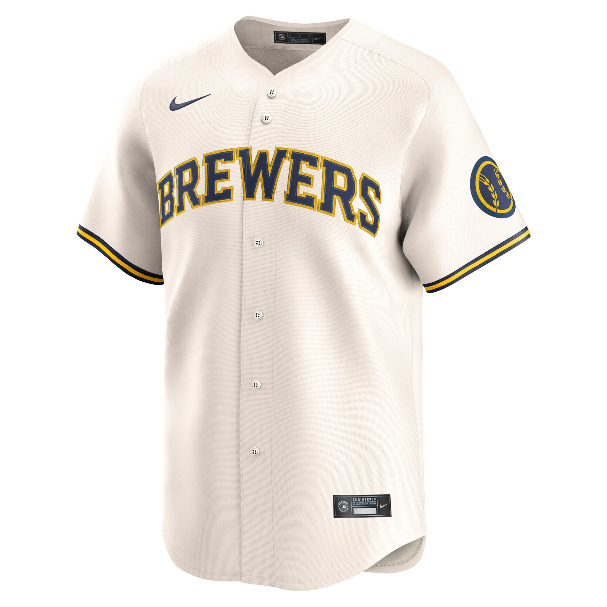 Alternative view of Men's Milwaukee Brewers Cream Home Limited Jersey 