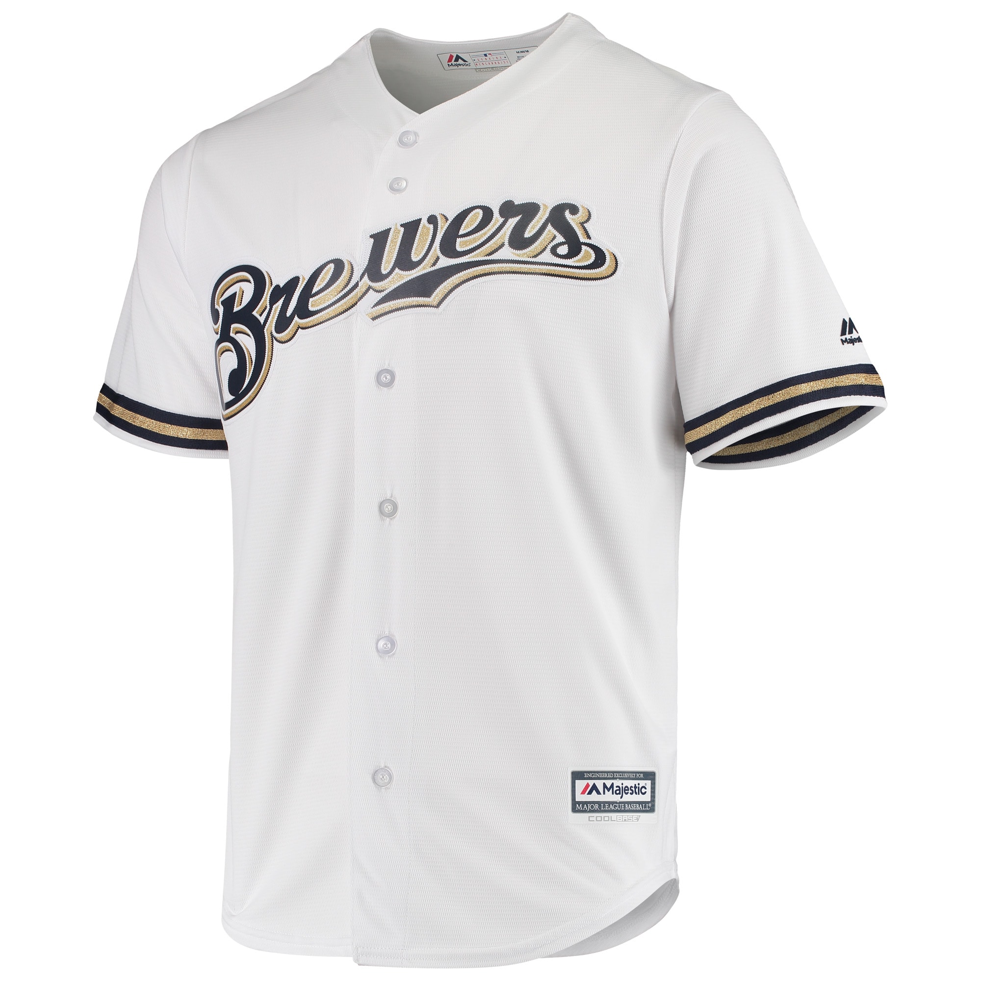 Alternative view of Men's Milwaukee Brewers Majestic White Team Official Jersey 