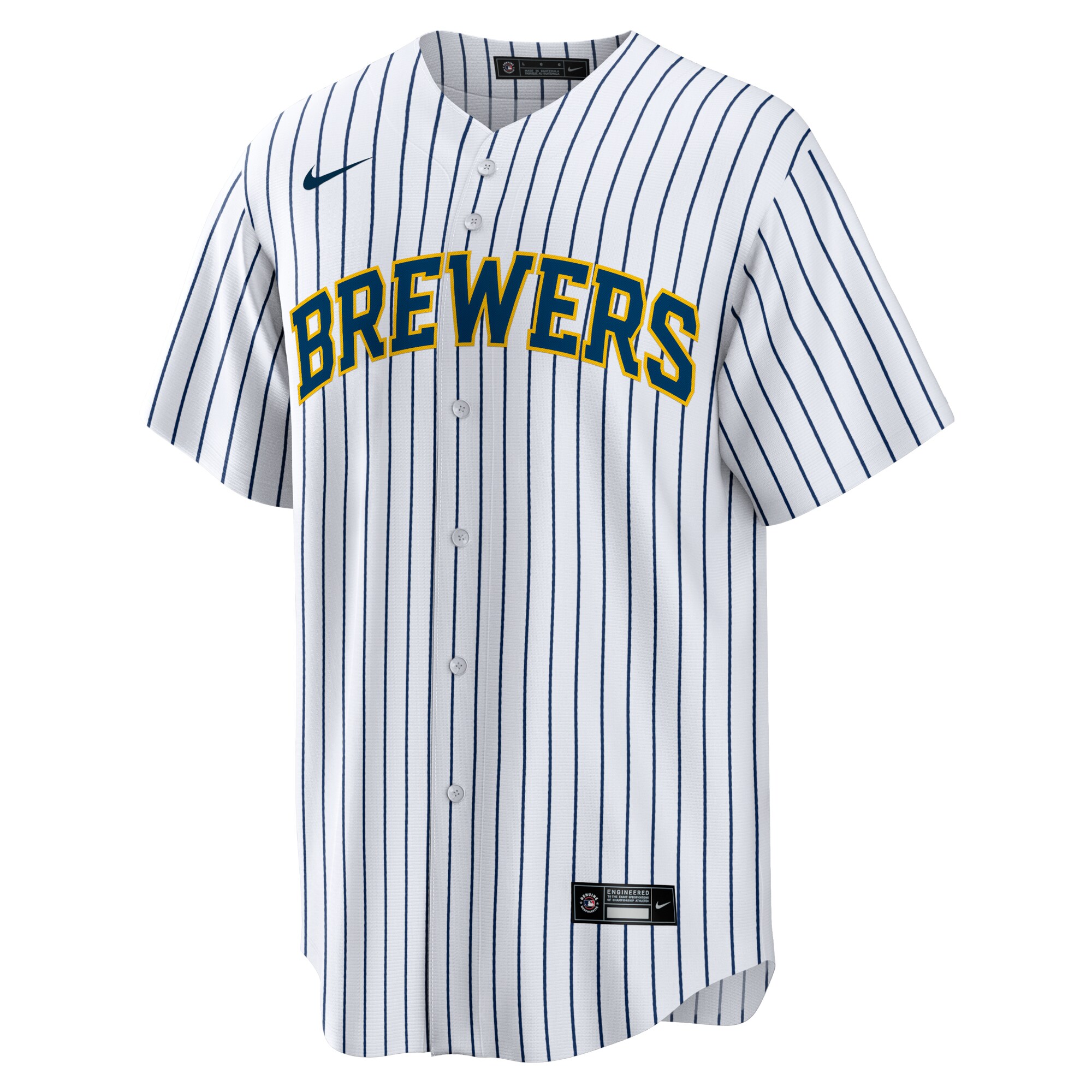 Alternative view of Men's Milwaukee Brewers White Home Team Jersey 
