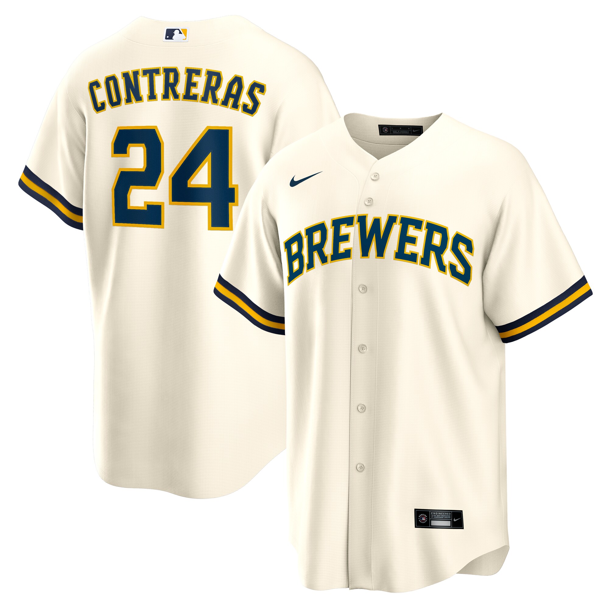 Men's Milwaukee Brewers William Contreras Cream Home Jersey 