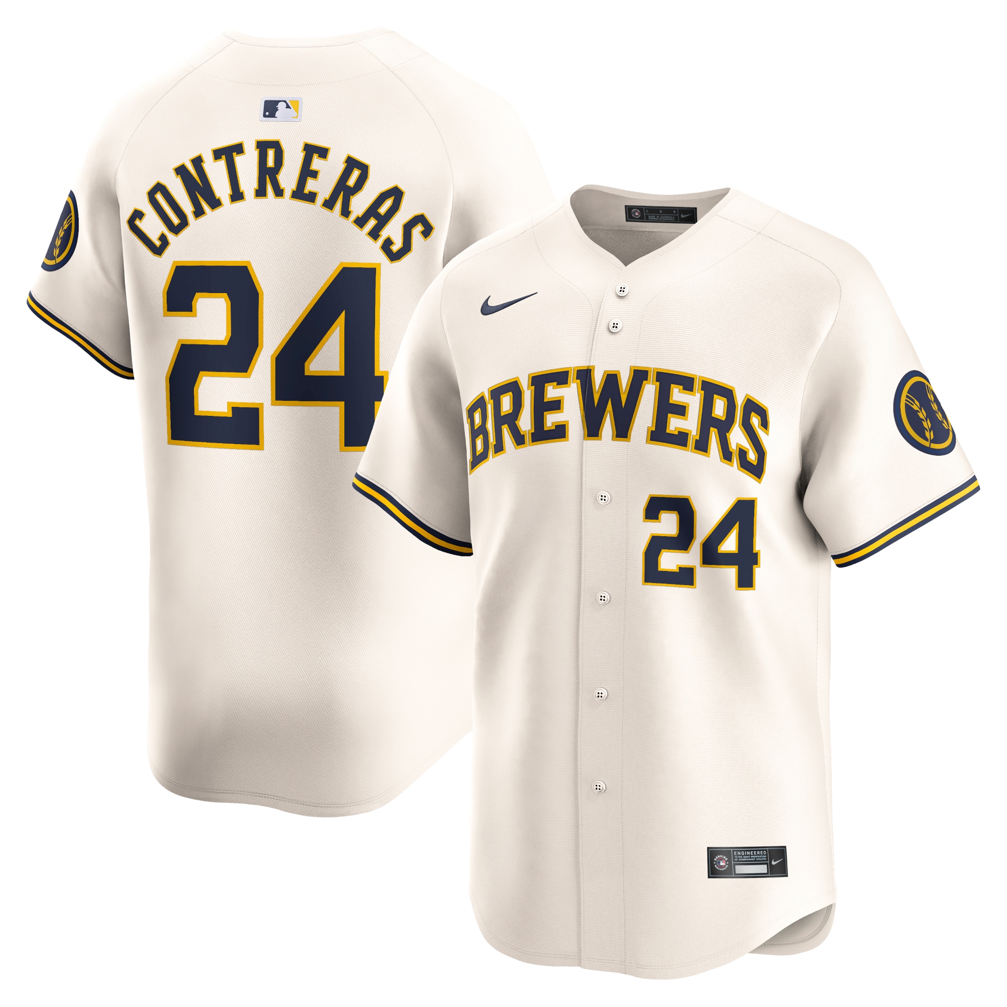 Men's Milwaukee Brewers William Contreras Cream Home Limited Player Jersey 