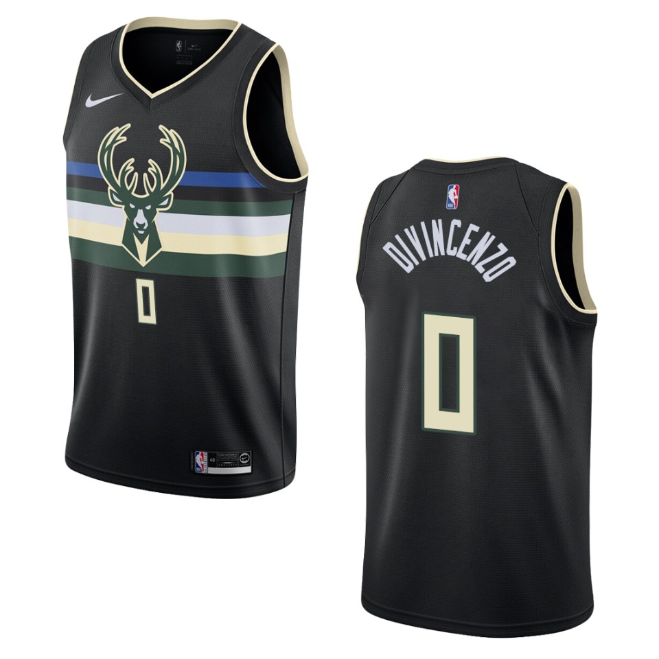 Men's Milwaukee Bucks #0 Donte Divincenzo Statement Swingman Jersey - Black
