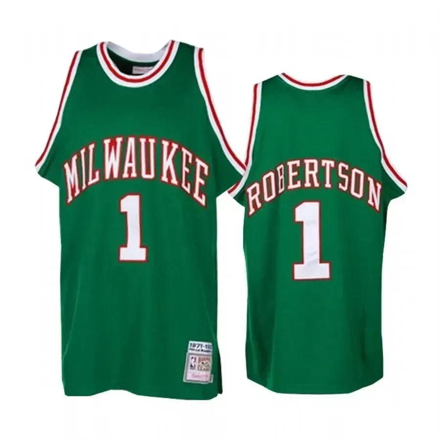 Men's Milwaukee Bucks 1 Oscar Robertson Green Hardwood Classics Jersey - JS273 
