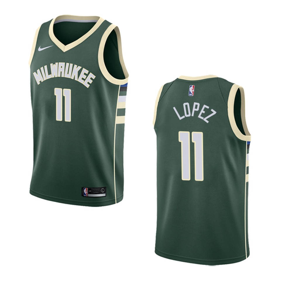 Men's Milwaukee Bucks #11 Brook Lopez Icon Swingman Jersey - Green