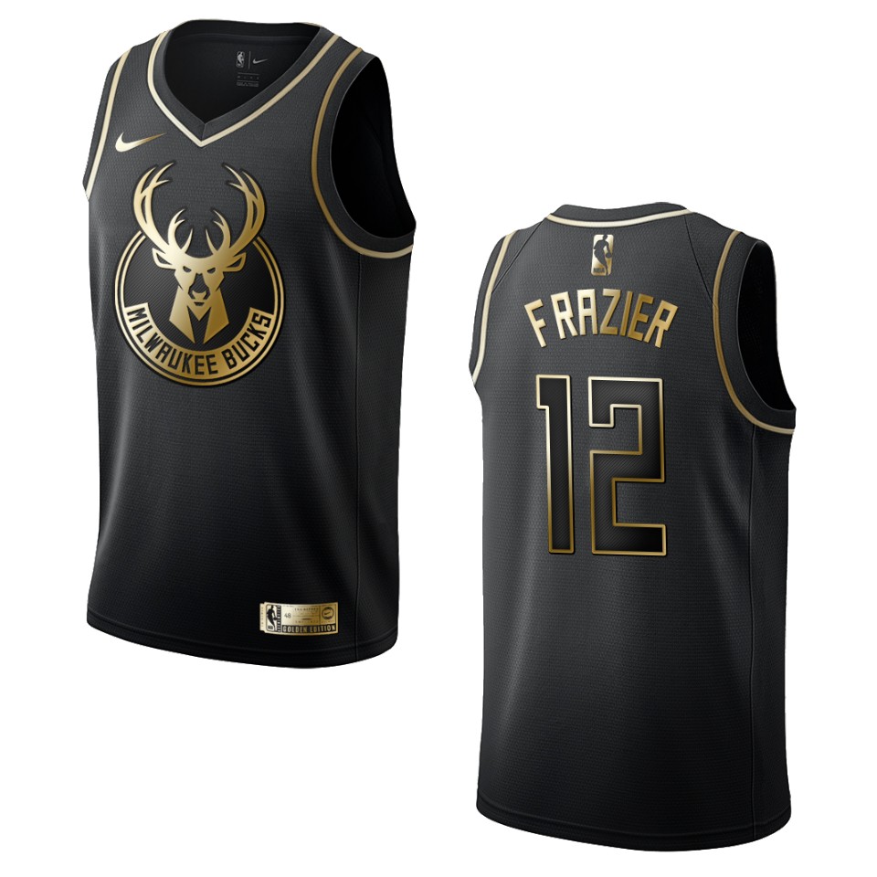 Men’s Milwaukee Bucks #12 Tim Frazier Golden Edition Jersey – Black