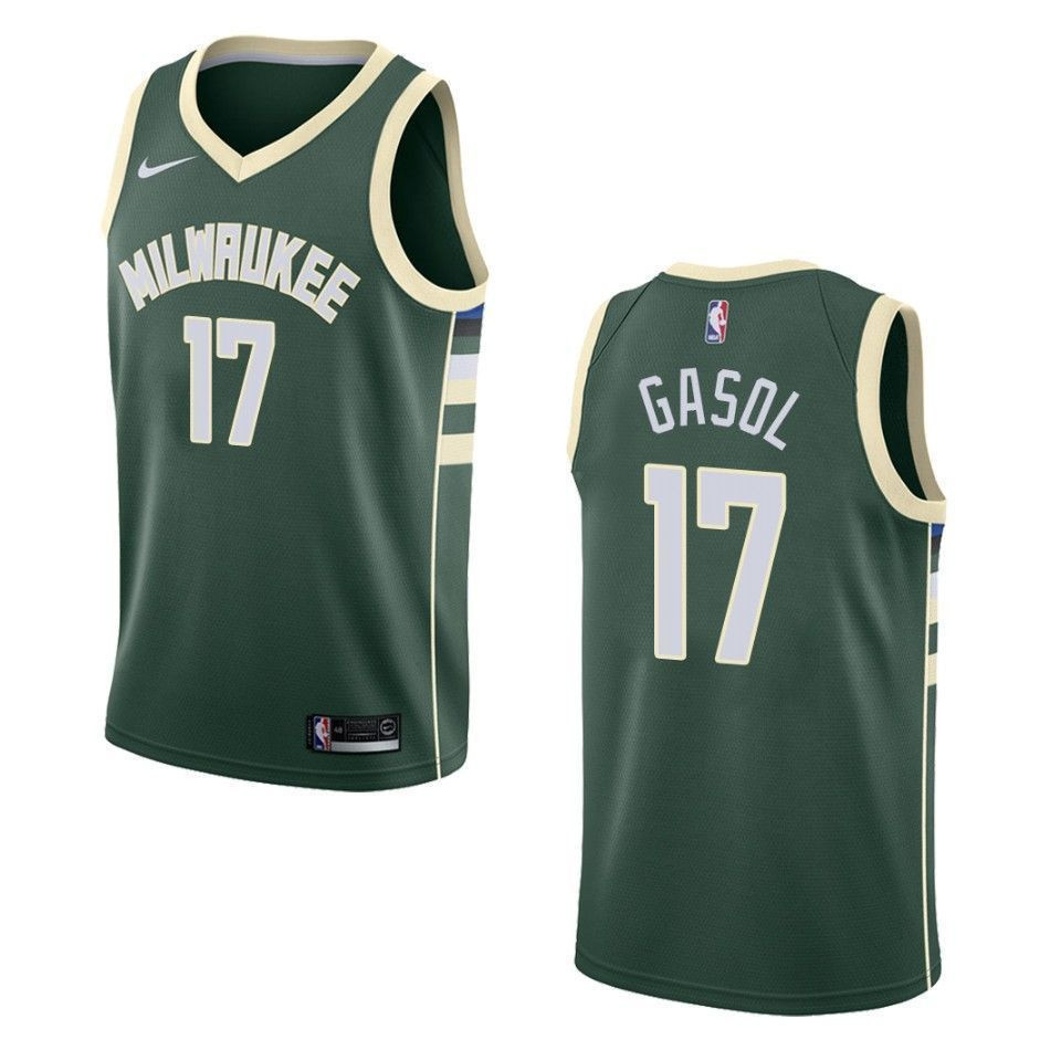 Men's Milwaukee Bucks 17 Pau Gasol Icon Swingman Jersey - Green - JS837 