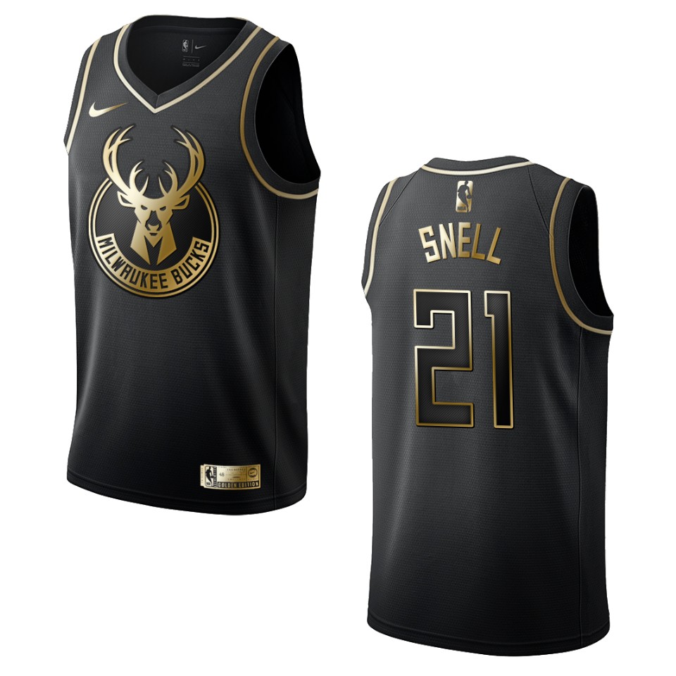 Men’s Milwaukee Bucks #21 Tony Snell Golden Edition Jersey – Black
