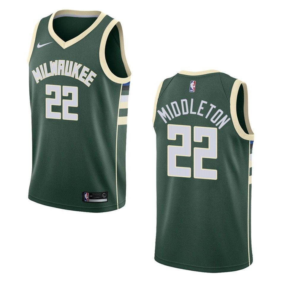 Men's Milwaukee Bucks 22 Khris Middleton Icon Swingman Jersey - Green - JS757 