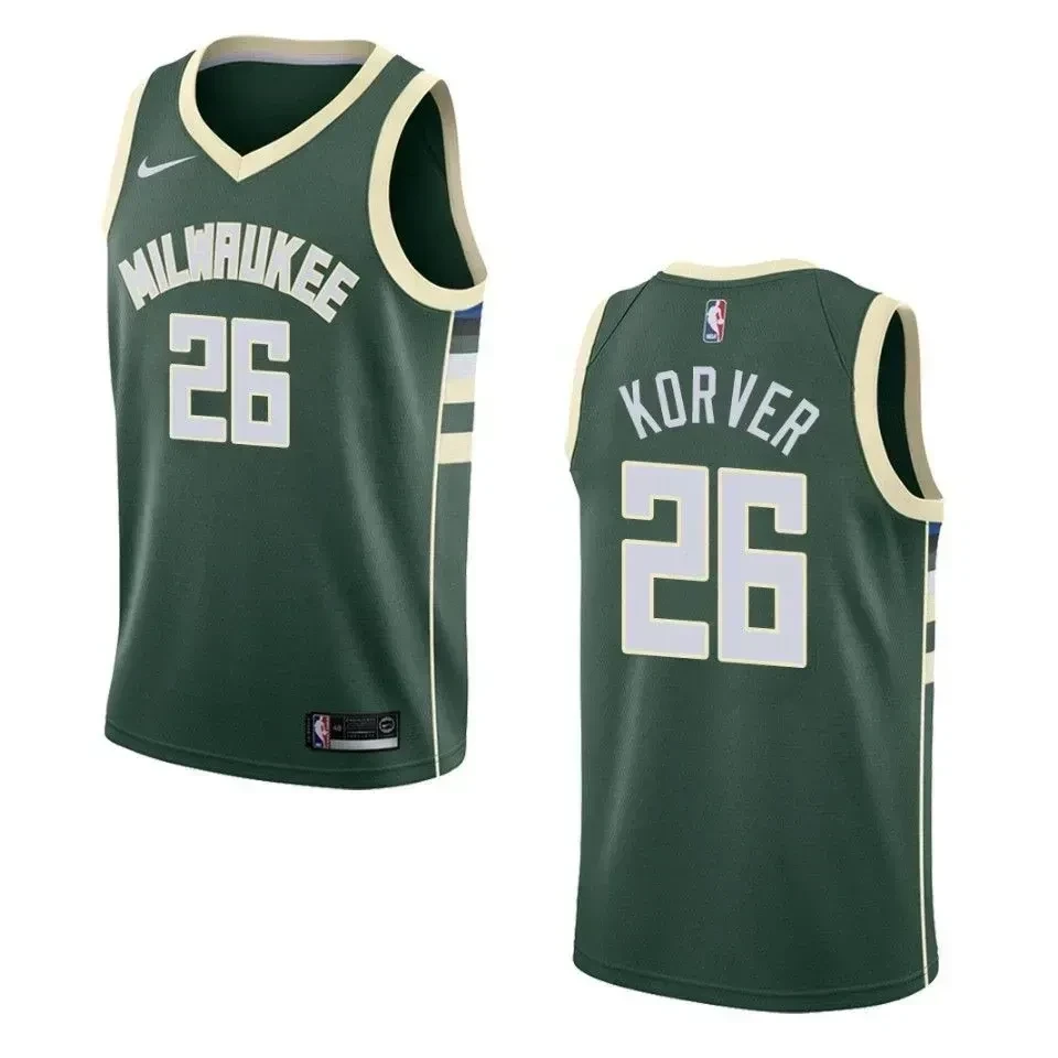 Men's Milwaukee Bucks 26 Kyle Korver Icon Swingman Jersey - Green - JS815 