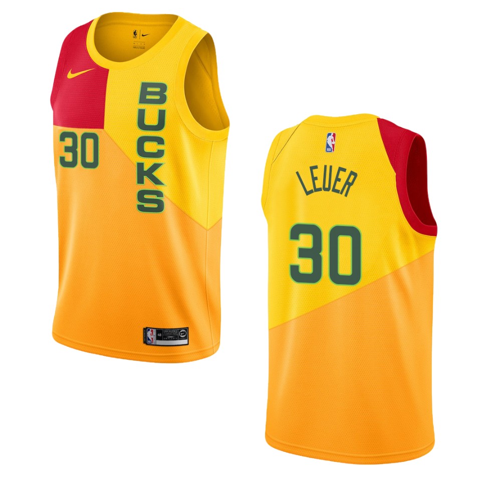 Men's Milwaukee Bucks #30 Jon Leuer City Swingman Jersey - Yellow