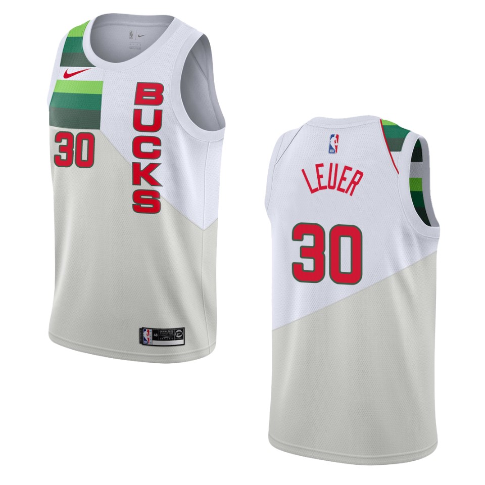 Men's Milwaukee Bucks #30 Jon Leuer Earned Swingman Jersey - White