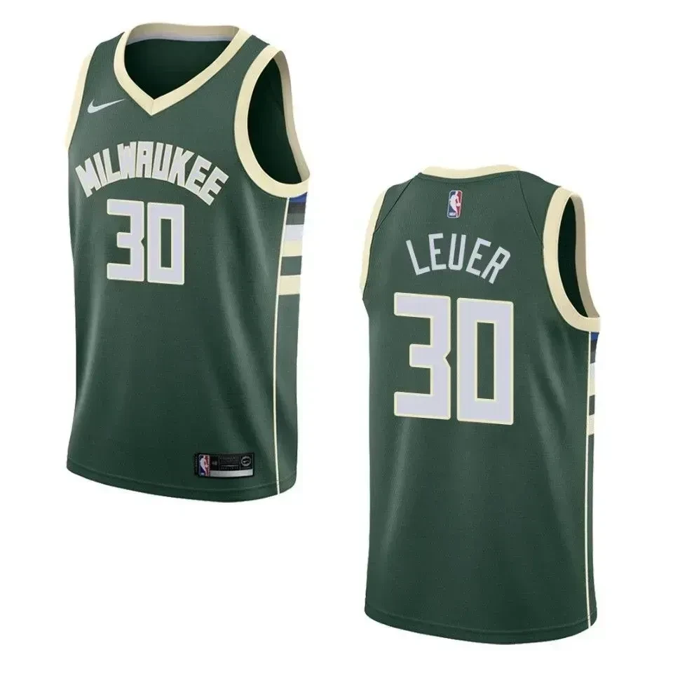 Men's Milwaukee Bucks 30 Jon Leuer Icon Swingman Jersey - Green - JS214 